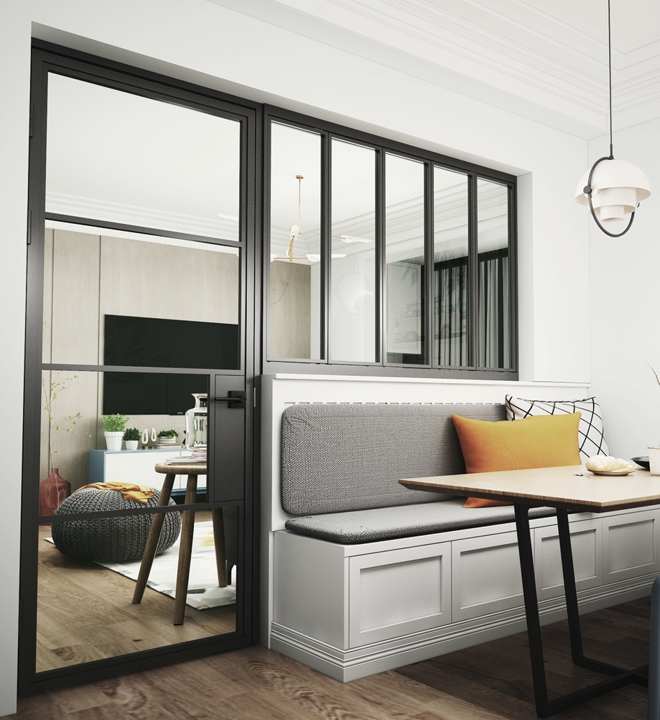 Stalen deur met bovenlicht in atelier-stijl